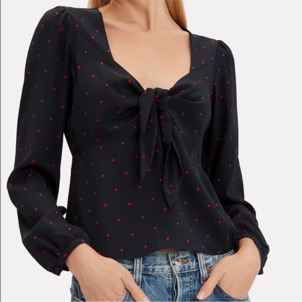 Intermix Eliana 100% silk polka dot blouse
